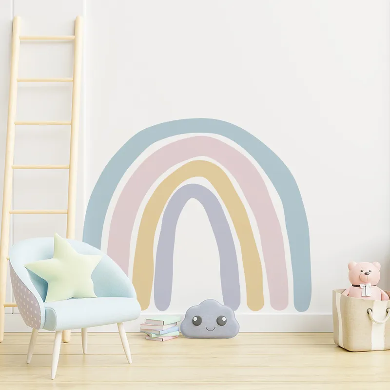 Funlife aquarelle pépinière bébé fleur Boho arc-en-ciel Stickers muraux papier amovible pour chambre salle de bains cuisine décor 220217