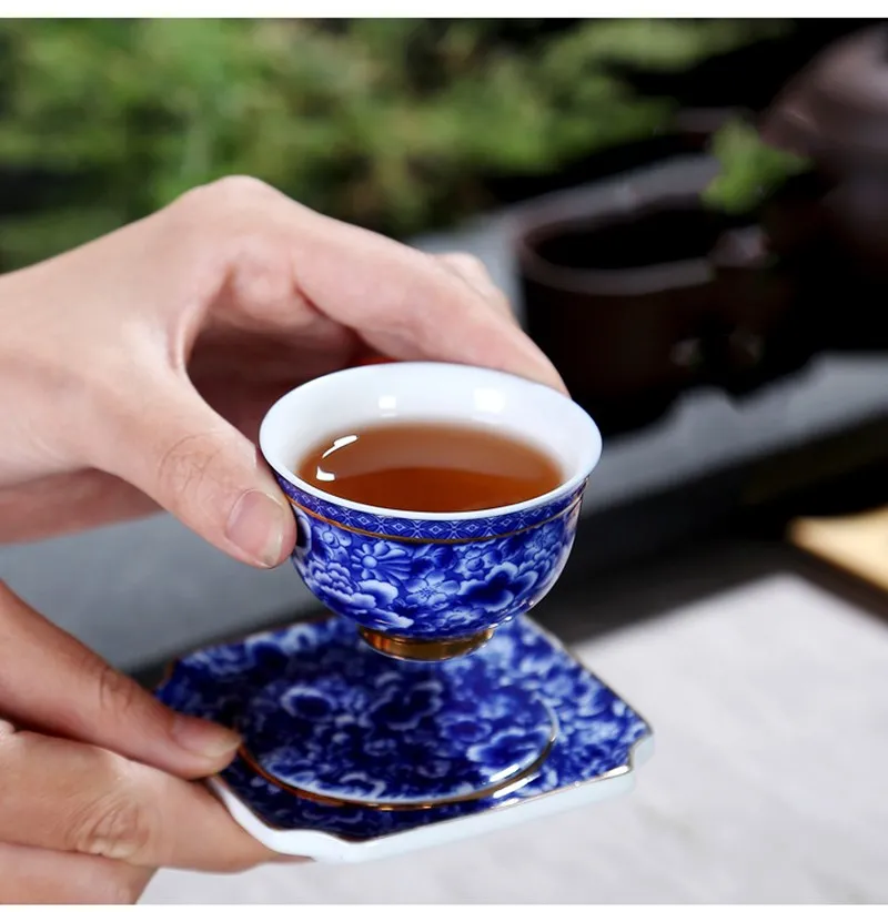 Jingdezhen – petite tasse avec soucoupe, bol en porcelaine bleue et blanche, tasse à thé en céramique, café, bière, vin