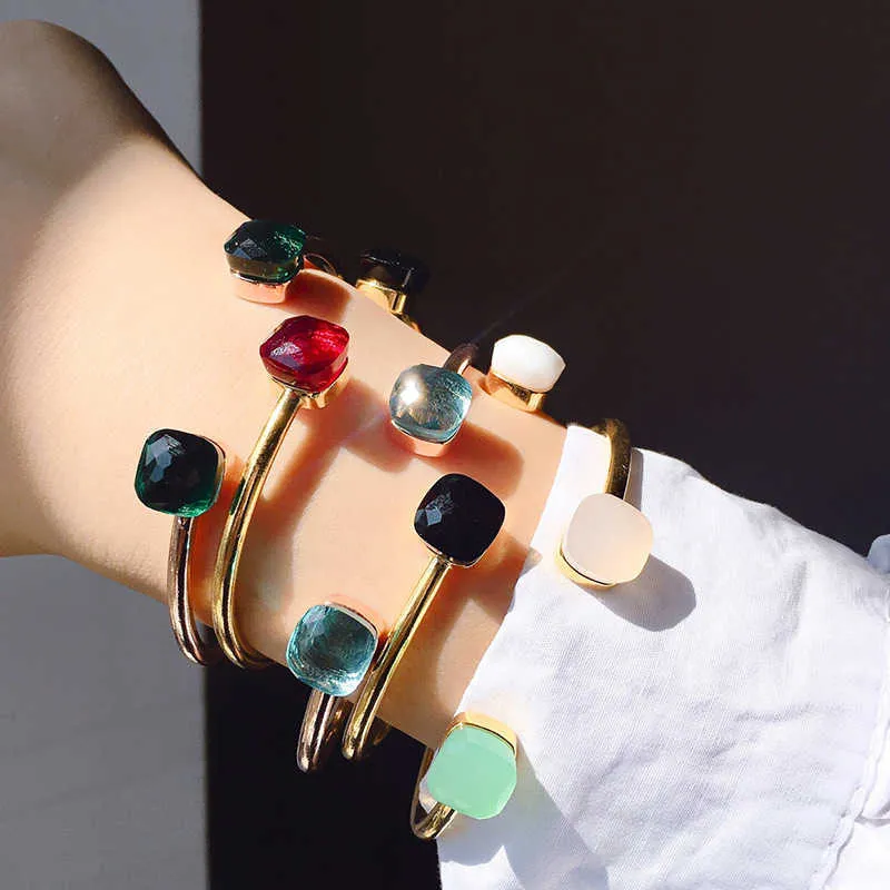 22 couleurs de bonbons Bracelet en cristal bricolage personnaliser mélanger les couleurs Bracelet ouvert Bracelet pour les femmes bijoux de mode Db009 Q0720