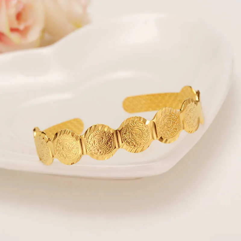 Baby Jewelry Gold Coin Bracelet Bangles for Girl Boy Money Coin Children Bracelet Arab Middle Eastern Jewelry African Gifts Q0719