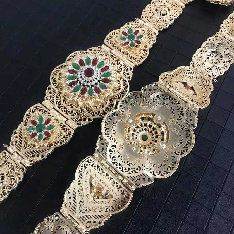 Cour marocaine sculpté à la main femmes taille en métal mode fille robe ceinture algérie bijoux de mariage accessoires en gros