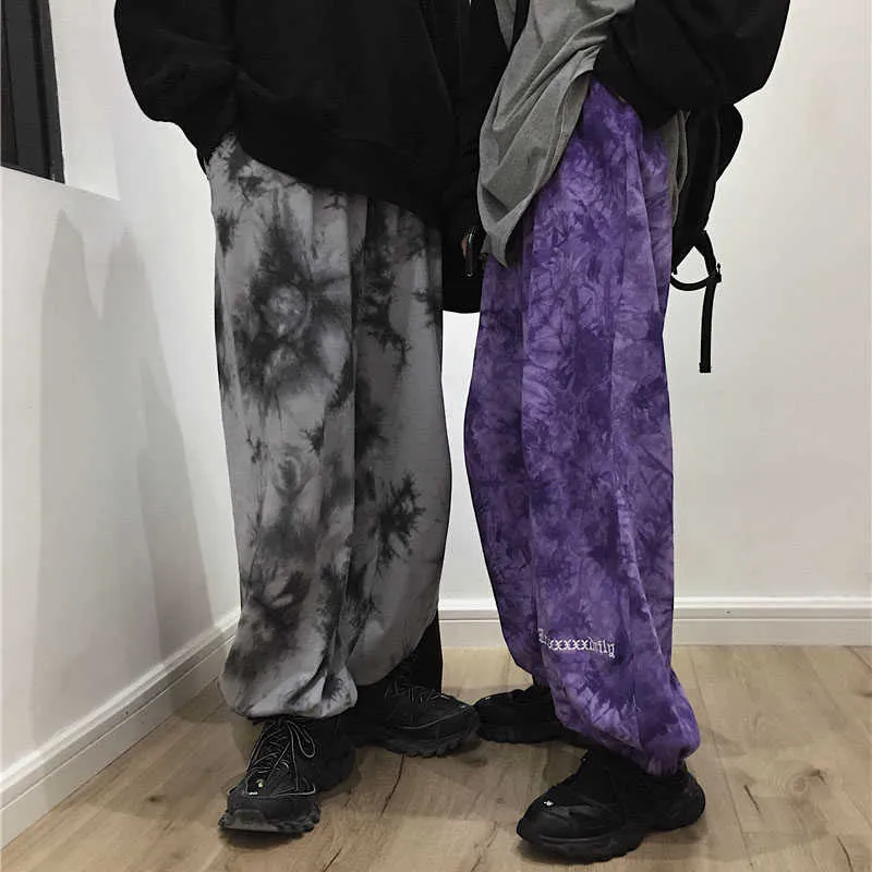 Damskie spodnie wysokie spodnie dresowe Joggers Hip Hop Tie Dye Streetwear Harajuku Casual Plus Size Korean Fashion Y2K Odzież q0801