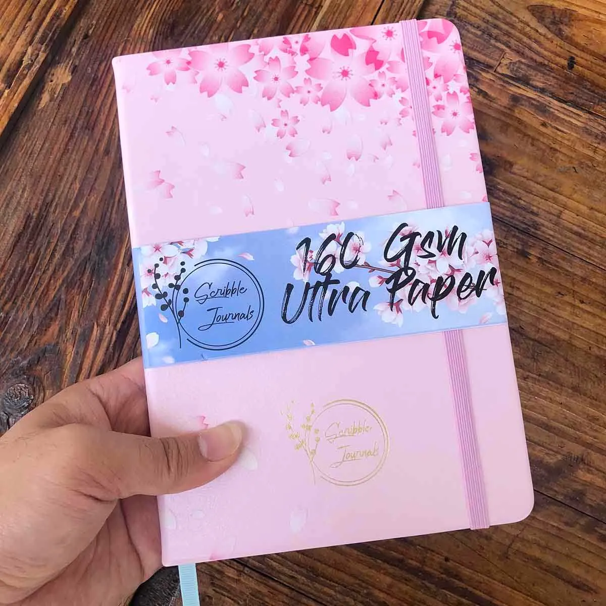Sakura Dot Siatka Notebook Fitness Journal Light Pink Drukowane i tłoczenie foliowe w kolorze złotym - 160gmsm papieru, szkicownik dla pomysłów 210611