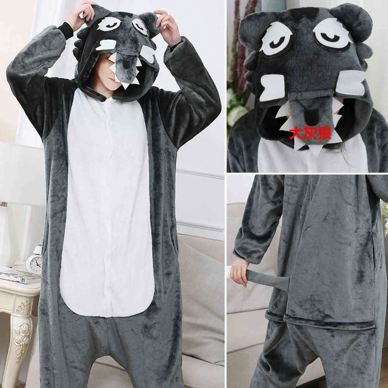 Enfants Ours Panda Pyjamas Vêtements De Nuit D'hiver Garçons Onesies Filles Ensembles Point Licorne Totoro Animal Enfants Pyjama Pijama 211130