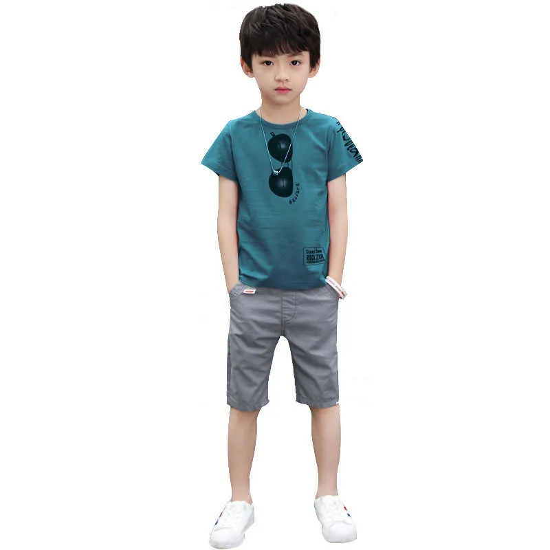 Boys039 garnitury letnie ubrania nowe dzieci039s krótkie rękawy T Shirt Short Spit Twopece garnitury duże dzieci setki 4 12 A6959911