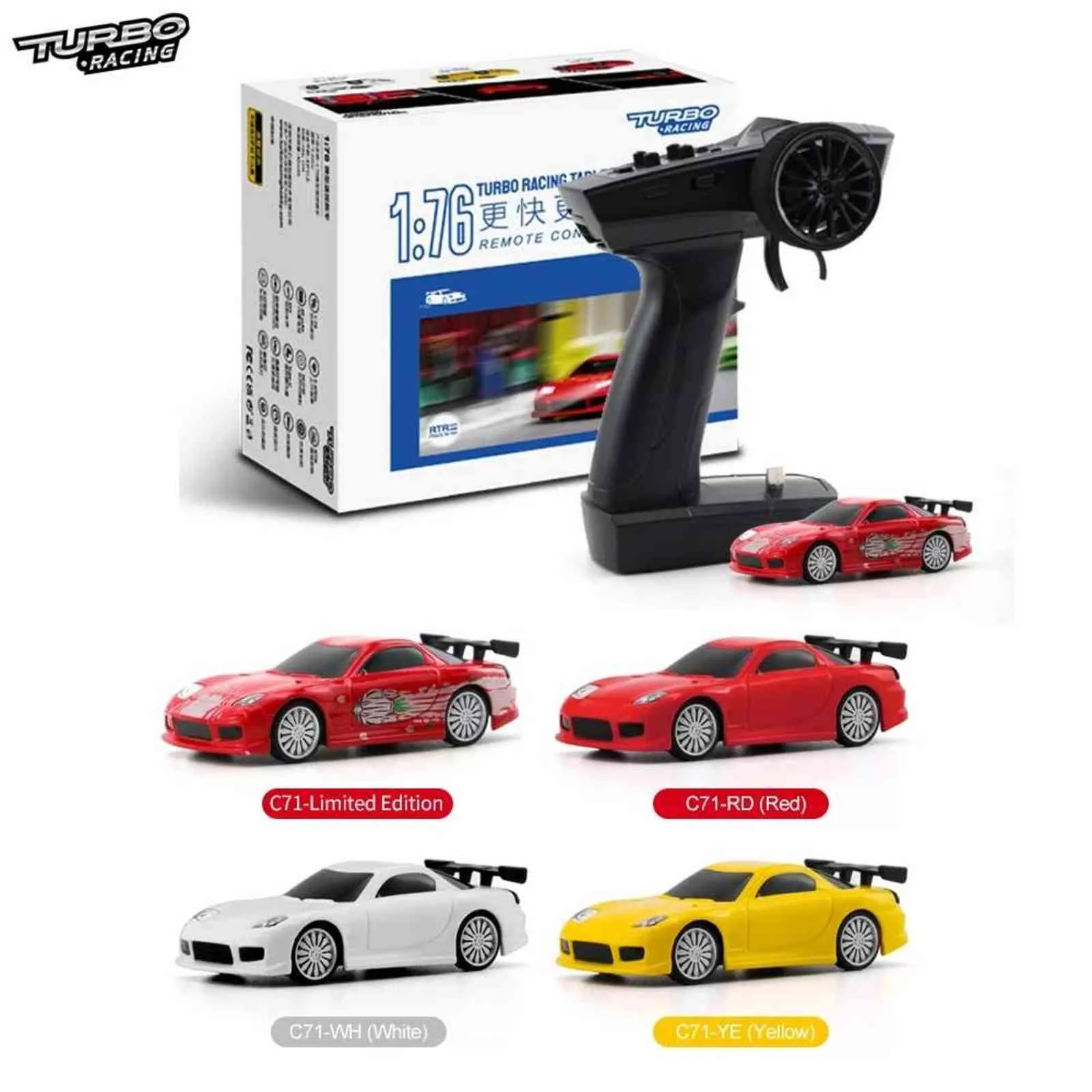 Turbo Racing 1:76 C71 Спортивный RC Car Limited Edition Classic Edition Mini полный пропорциональный RTR Kit RC Автомобильные игрушки для детей взрослых 211029
