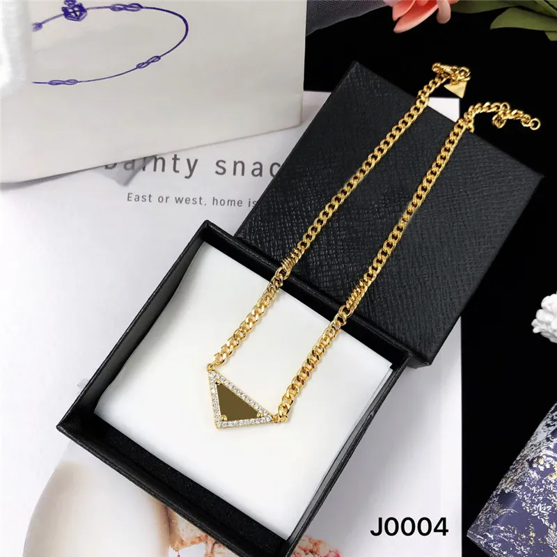 Trendy Triangle Diamond Designer Necklaces Letter Printed With Stamps Necklace Chain Rhinestone Women Collar Gift263n