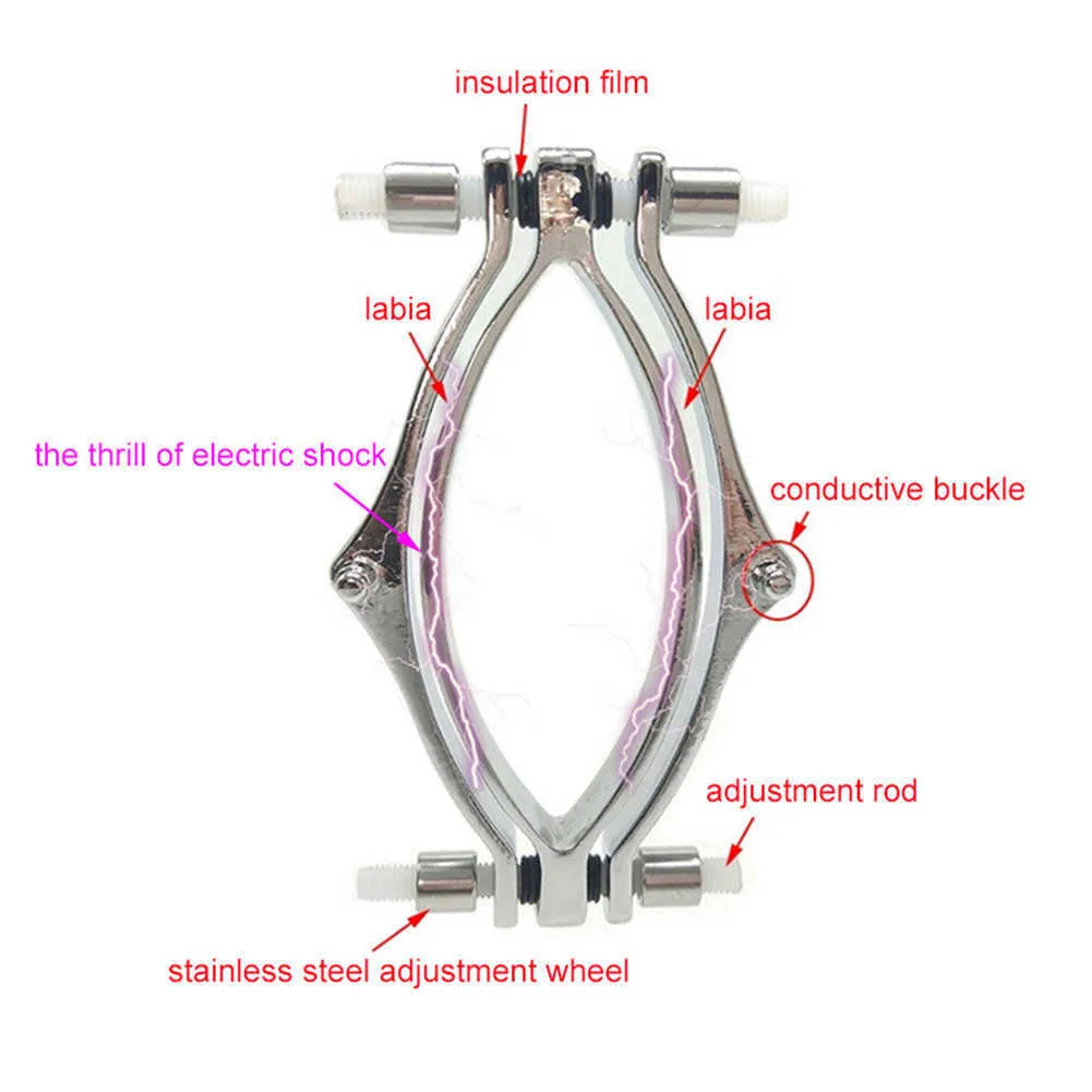 Auult Tortura Clítoris Labios Abrazadera Coño Abrazadera Juguete Sexual para Mujeres Bdsm Bondage Labia Clip con Electro Shock Set P08166904045