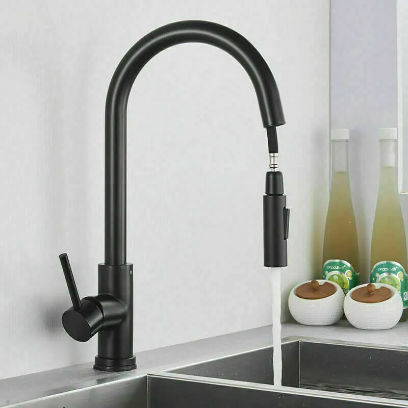 Köks kran 304 Rostfritt stål Dra ut Touch Sensor Water kran Smart induktion och kallvattenblandare Tap Sink kranar 210724