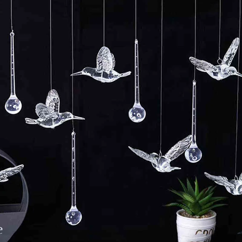 Europeisk kolibri transparent akrylfågel vatten droppar flygtak hem dekoration el scen bröllop dekoration rekvisita g3068