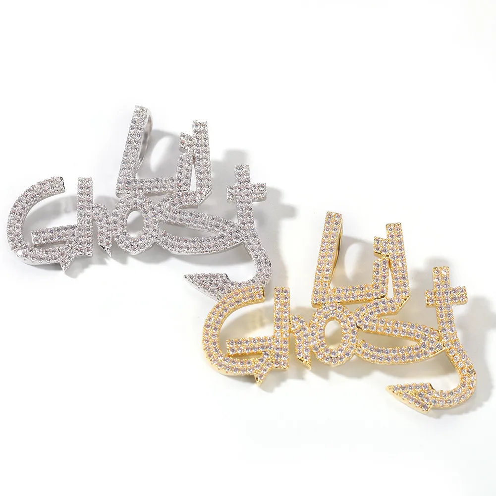 Ювелирные изделия в стиле хип-хоп Lil Ghost Clear CZ цирконы кулон ожерелье позолоченные с цепочкой для мужчин женщин хороший подарок любовнику рэпер панк Jewel6007145