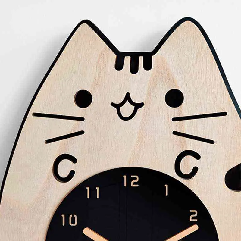 3D Cartoon Cats Wall Clock Home Decoration Children Room Decor Wagging Tail Creative Quiet Quartz Digital Swinging Clock R230919