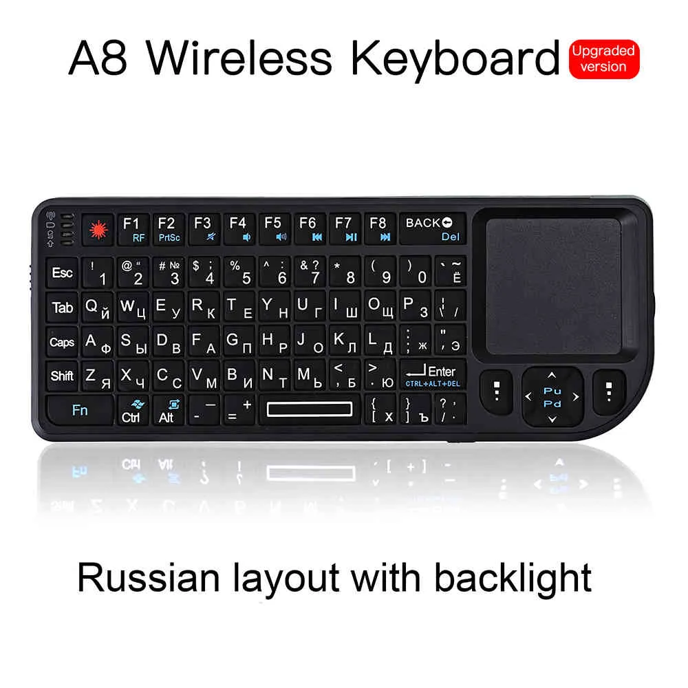 ワイヤレスキーボード2.4G RF Klawiatura 3 INノートブックのためのタッチパッドのマウスのハンドヘルド/ロシア語/英語のためのスマートなテレビ箱