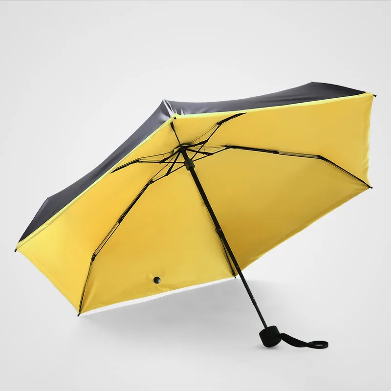 Ombrello da pioggia ombrellone da viaggio leggero da donna di piccole dimensioni con rivestimento nero leggero Ombrelli estivi da 5 pieghe tascabili portatili da viaggio