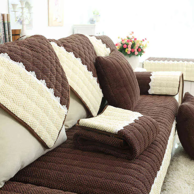 Wohnzimmer Sofabezug Baumwolle Couchbezug Jacquard Sofakissen Four Seasons Sofa Handtuchförmige Couchbezug Schutzset 211102