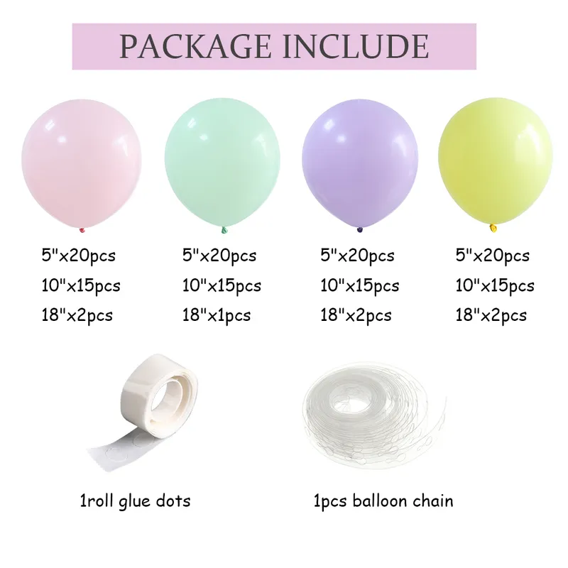 Macolor Macaron Pastel Balon Garland Rainbow Lateks Balloony Air Globos Przyjęcie urodzinowe Wedding Baby Shower Dekoracja 220217