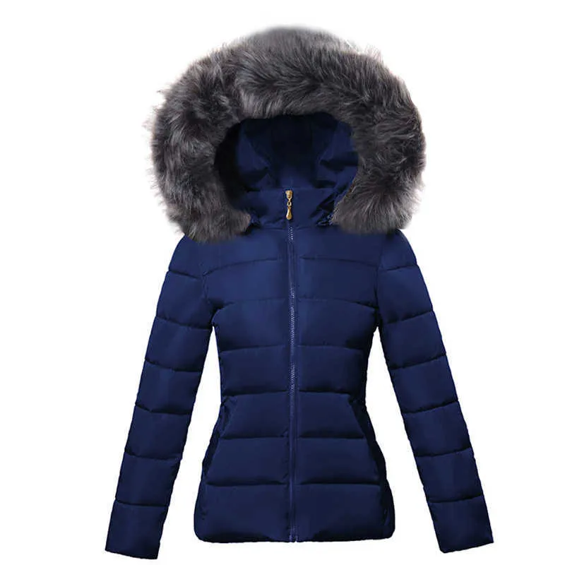 Big Fur European Fashion White Women's Jacket Plus size 6XL Woman Parkas Female Warm Winter Coat Hooded Women Outerwear 211014