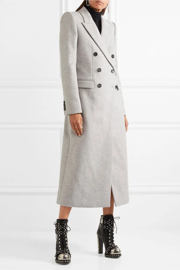 Veste en laine à double boutonnage crantée à manches longues et col rabattu pour l'hiver et l'automne, trench-coat WO61502L 210421