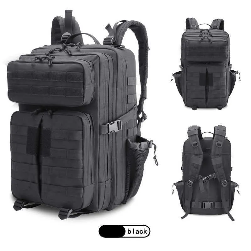 45l grande capacidade homem exército mochilas táticas sacos militares saques ao ar livre 3p edc molle pacote para trekking camping saco de caça q0721