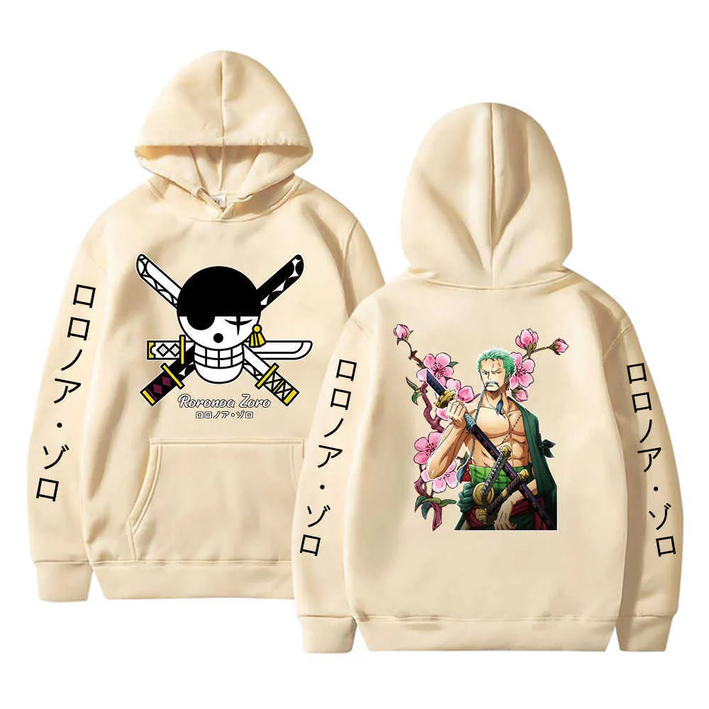 Rolig anime One Piece Hoodies Män Kvinnor Långärmad Sweatshirt Hoodie Toppar Kläder Harajuku Fashion H0910