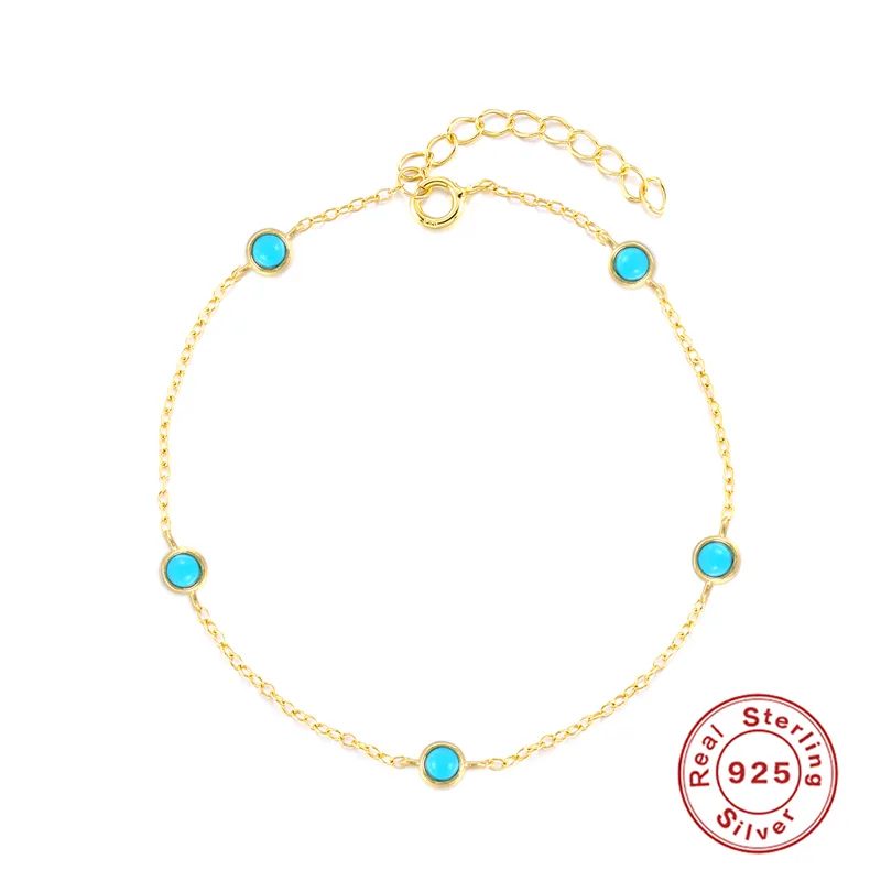 CANNER Ins Turquoise Bracelet Pour Femme Argent 925 Sterling 925 Original Costume Bijoux Charme Chaîne Jolies Filles Mode Rapide