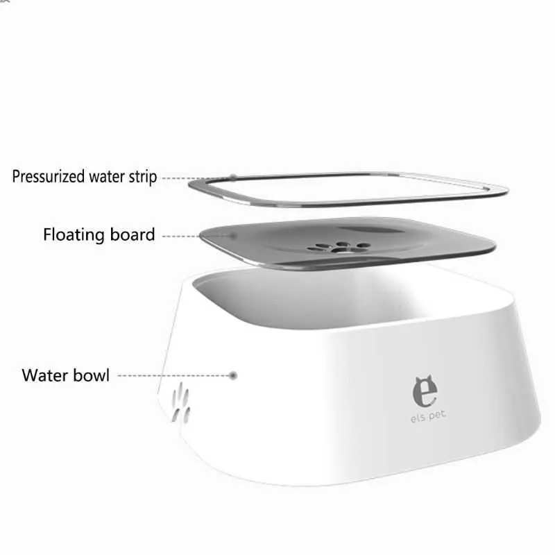 Pet Floating Bowl Splash-proof no Wet Mouth Non-slip Non-wet Beard Dog Water Dispenser Drinking Basin Feeder 210615