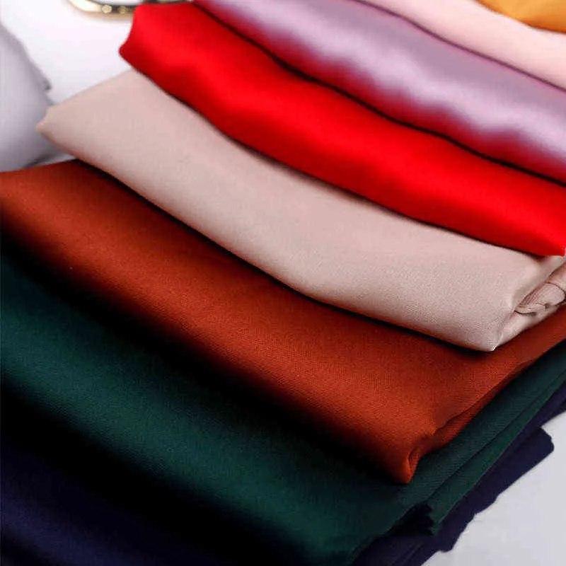 Fashion Silk Satin Women Hair Scarf Handkerchief Shawls and Wraps Solid Color Head Scarfs Female 70*70cm Neck Scarves For Ladies Y1108