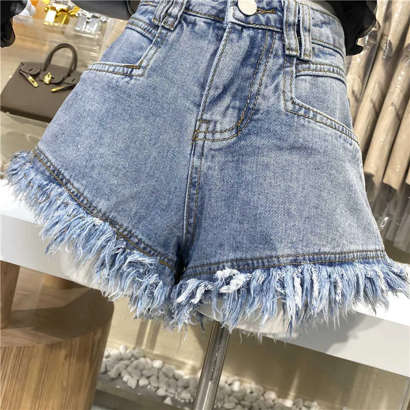 Vente Summer Femme Denim Shorts Taille haute Jeans déchirés Mode Sexy Femme S-2XL Drop 210724