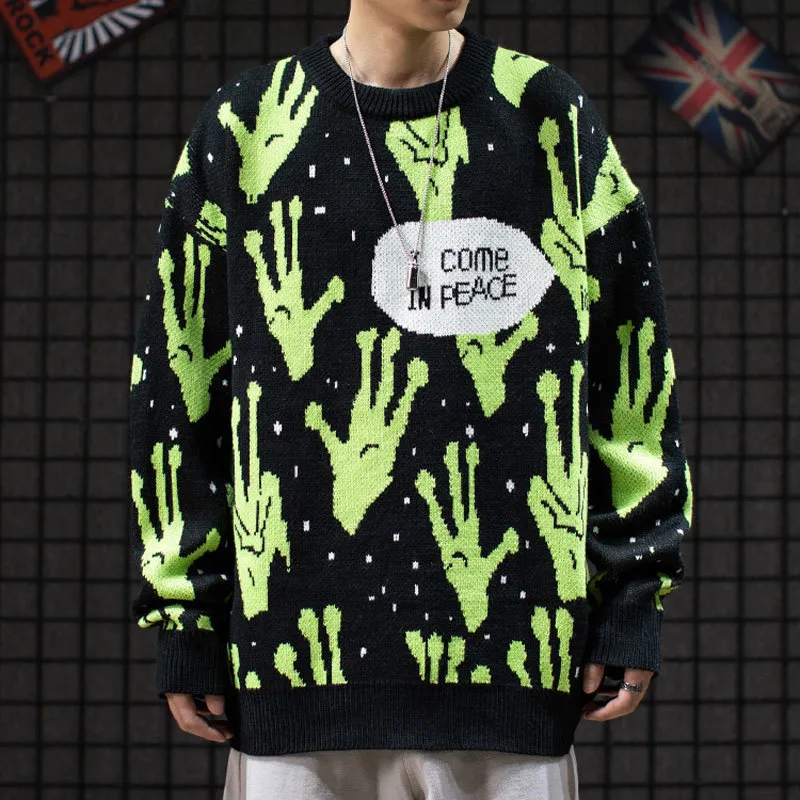 LINDSEY SEADER pull pulls tricotés Harajuku Alien Hip Hop Streetwear hommes tricots vêtements pull pulls surdimensionnés
