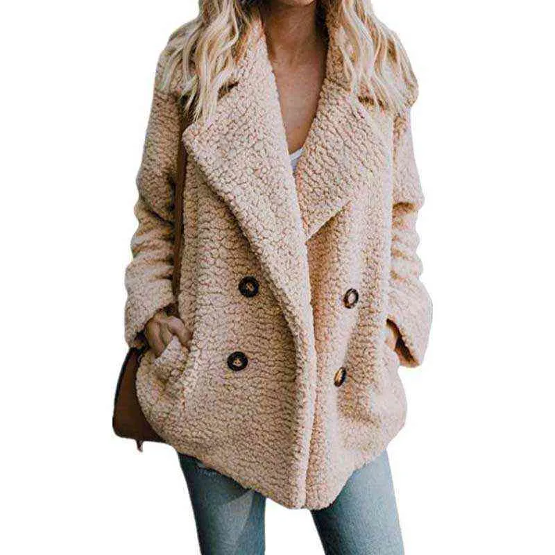 Outono casaco de pelúcia mulheres feminino feminino fêmea espesso aquecido jaqueta de luxuoso manga comprida inverno 211124