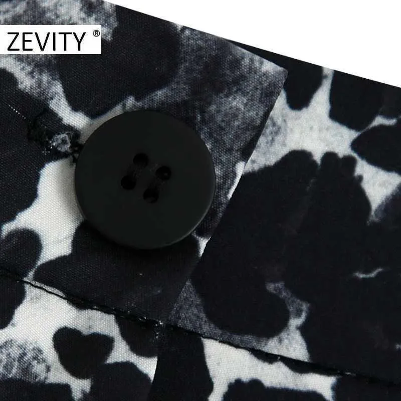 Zevity women vintage animal texture printing casual slim Bermuda Shorts ladies buttons chic shorts pantalone cortos P916 210603