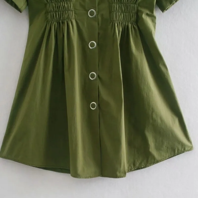 Sommar kvinnor armé grön mini tröja klänning kvinnlig kortärmad kläder casual lady lös vestido d7610 210430