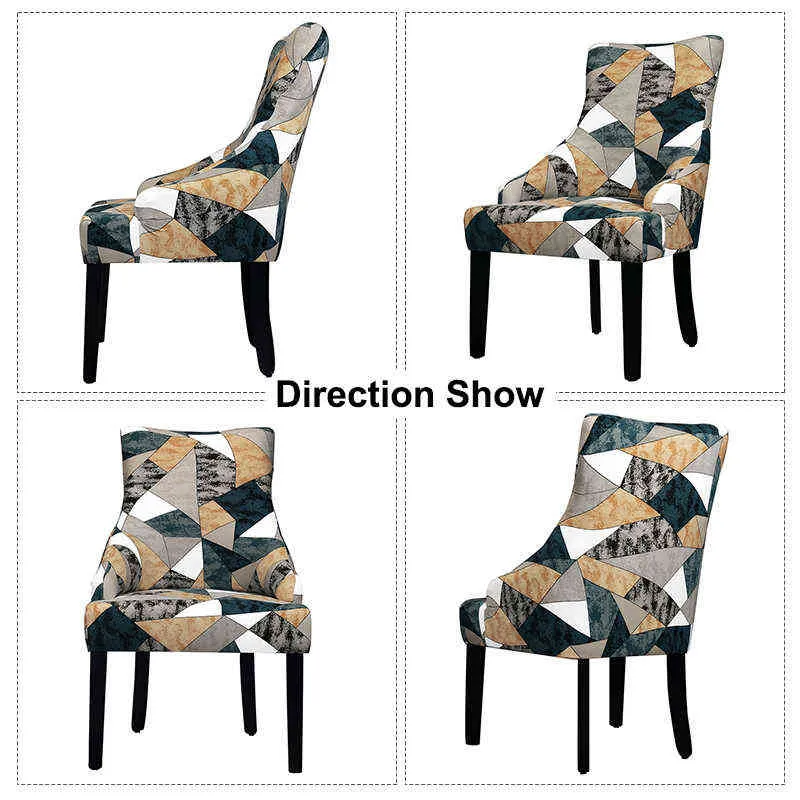 Printed European Style Elastic Chair Cover Sloping Arm Big Size Wing Back King Covers Seat Washable 211116