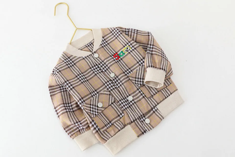 Spring Children Casual Clothes Baby Jungen Mädchen Plaid Coat Jacke T -Shirt Hosen Sets Kinderkinder -Trainingsanzug 1 2 3 4 Jahre 264J9102976