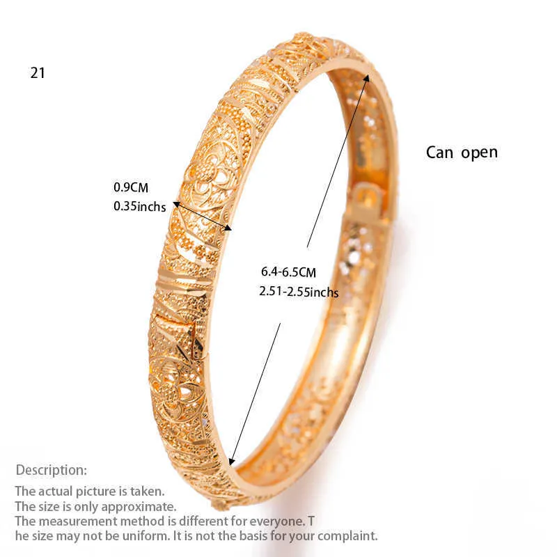 4 unids/lote 24k Dubai brazalete mujer oro joyería cobre 18 k Gf Dubai pulsera para mujeres África árabe artículos boda regalo nupcial Q0720