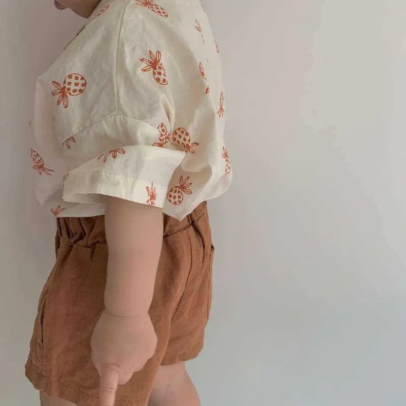 Primavera e Camisa de Verão Top + Shorts Two-Peça Terno Conjuntos de Reluz 2 peças para crianças Toddler Girl Outfits 210701