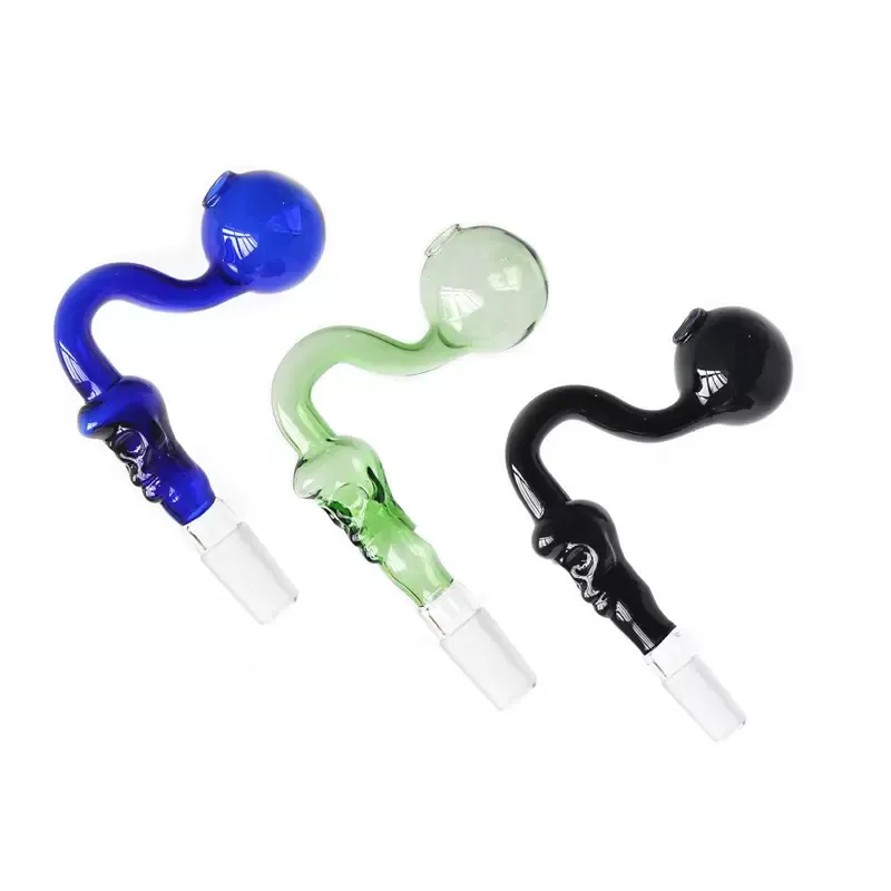 Colorful Curved Glass bowl Oil burner pipe Skull shape 14mm 18.8mm male female joint smoking pipes