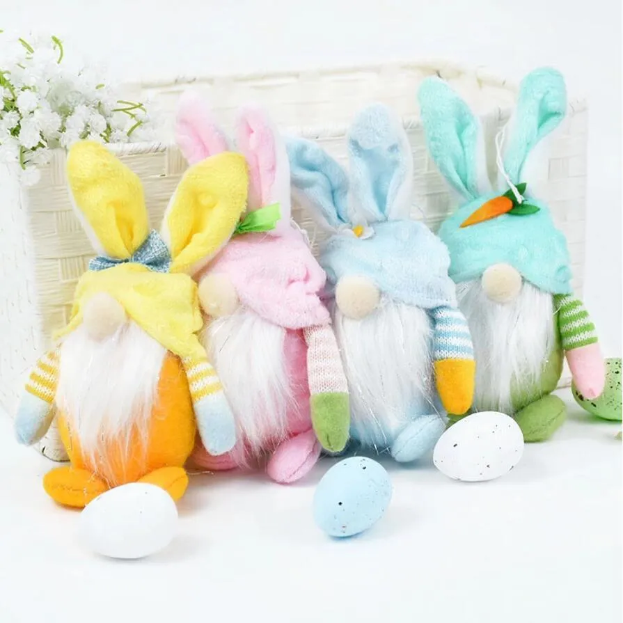 Ostern gesichtsloser Zwerg-Kaninchen-Puppe, handgefertigt, wiederverwendbar, Heimdekoration, Frühlings-Hängehasen-Ornamente, Kinder-Geschenk