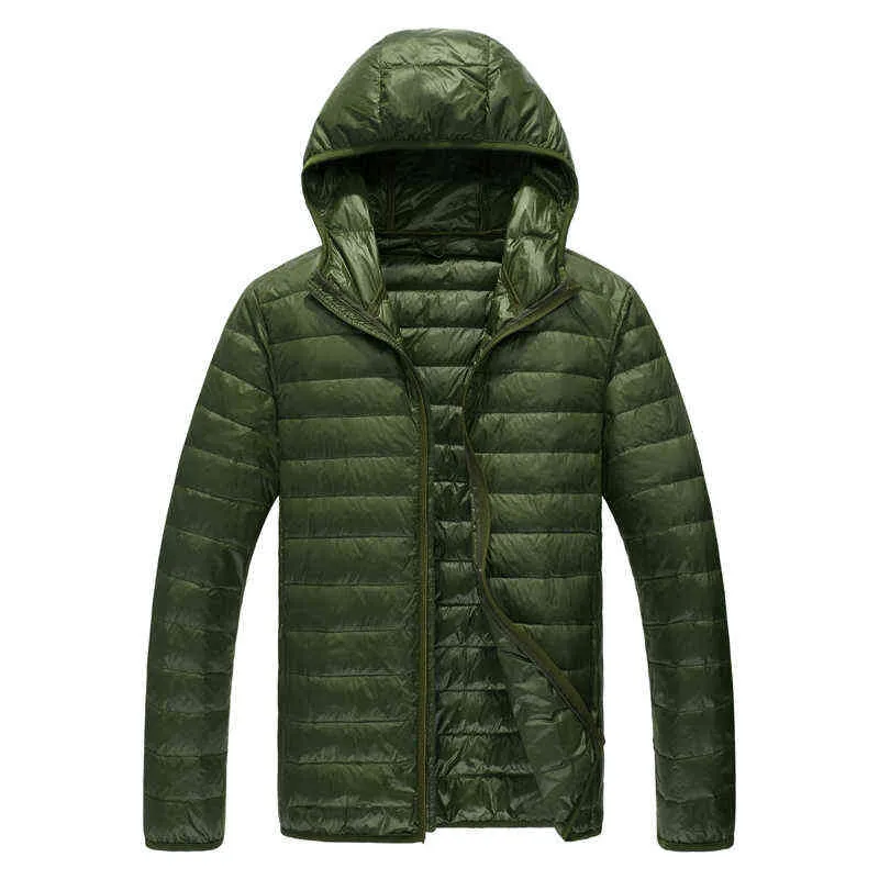 Couleur pure haut de gamme chaud mode pour hommes plume à capuche doudoune hiver Boutique mâle manteau mince léger pardessus G1108