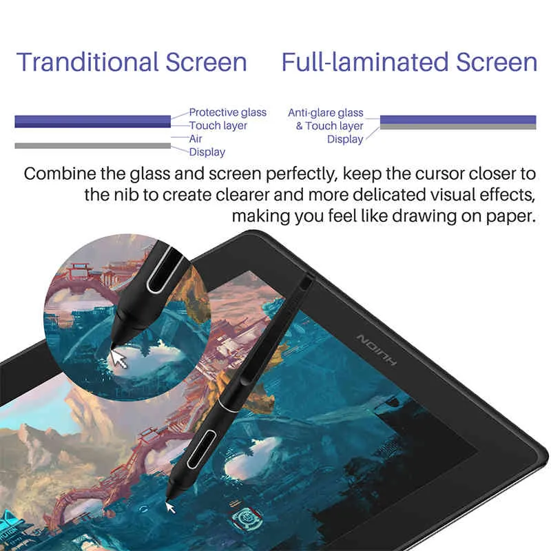 HUION KAMVAS PRO 16 Tekening 15.6 inch 120% SRGB Digitale Grafische Tablet Pen Display Monitor met Tilt-functie