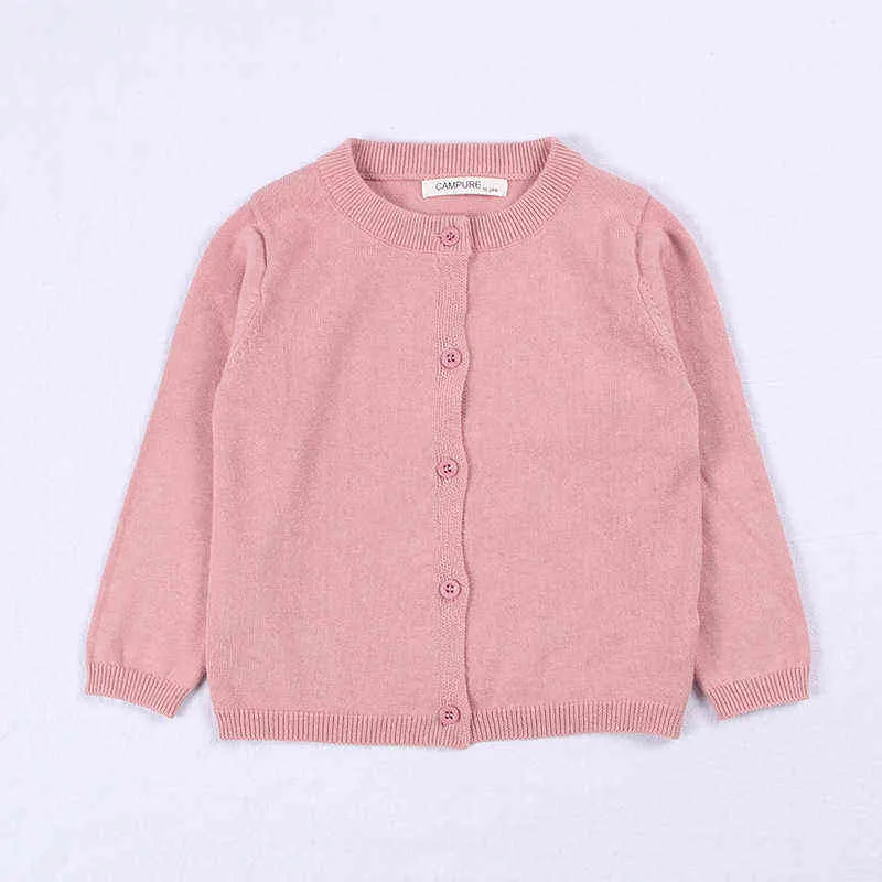 School Spring Autumn Kids Baby Cotton Knit Sweater Candy Color Cardigan Solid Children's 1-7Y 211201