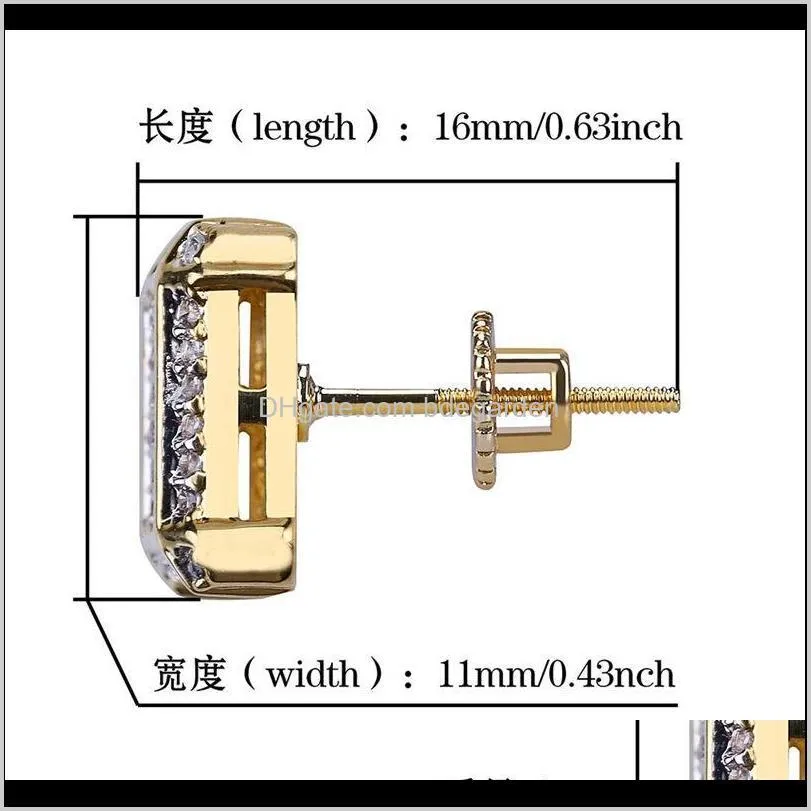 男性用のスタッドイヤリングはCZダイヤモンドジルコニアイヤリングレディングイヤリングマンヒップホップヒップホップジュエリー男性ファッションジュエル290y