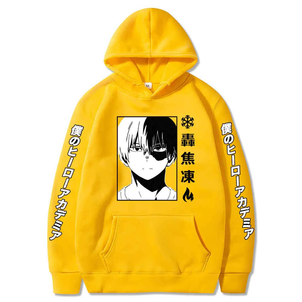 Harajuku My Hero Academia Hoodies Men Women Long Sleeve Sweatshirt Shoto Todoroki Anime Manga Hoodies Tops Clothes Y0319