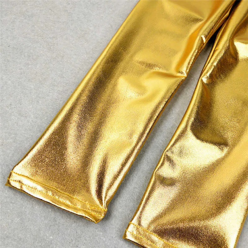 Leggings das crianças calças para meninas ouro e silvertrousers brilhando europeu americano magro meninas roupas de roupa 210625