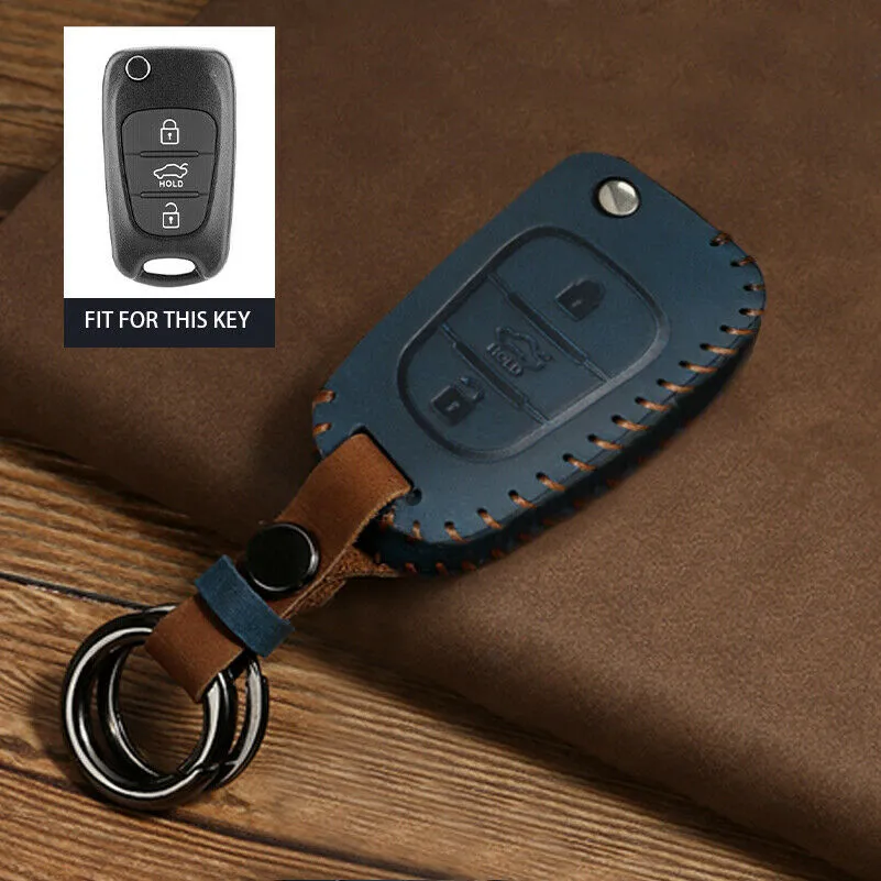 3 Przycisk Retro Skórzany Odwróć Key Case Holder Shell For Kia Rondo Sportage Soul Rio dla Hyundai I30 IX35 Avante Verna