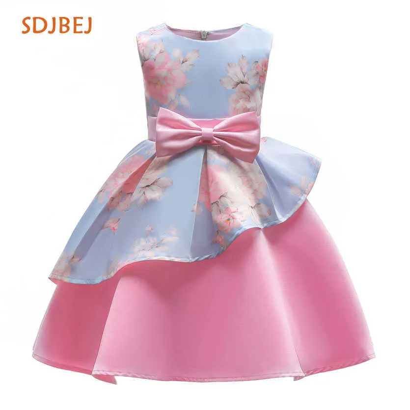 Mode Geburtstag Mädchen Paryt Kleid Lange Stil Mädchen Sommer Kleidung Robe Fille Ete 2021 Mädchen Prinzessin Kleid Tutu Spitze Kinder kleid Q0716