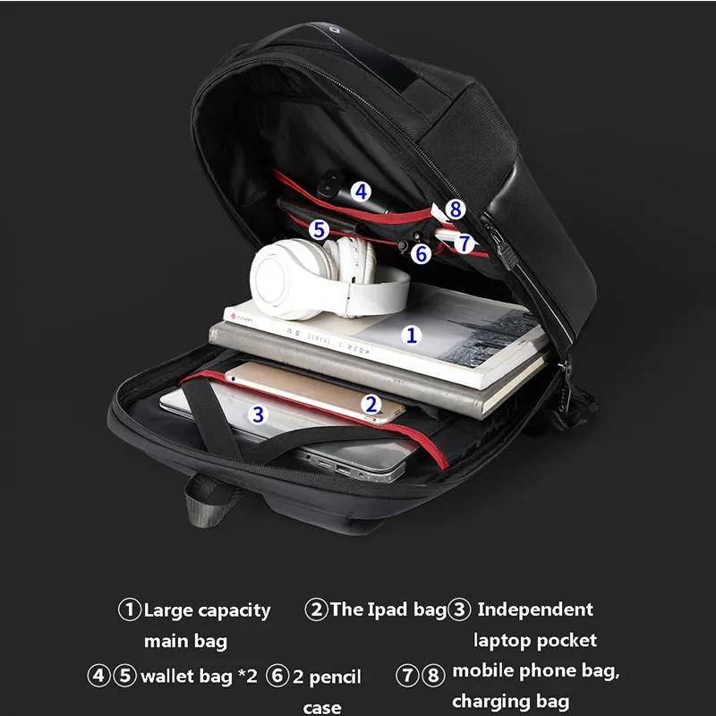 Men USB USB Multifonctionnel Antift-Theft 15 6 pouces ordinateur portable Sac à dos imperméable Bagure de voyage Sac de sac de dos sac à dos pour mâle272Q