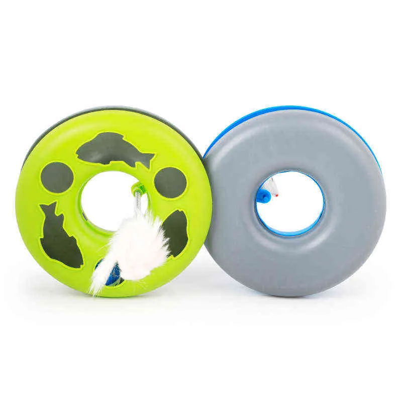 Pet Cat Round Play Board Spring Mouse Interactive Toys Game Amusemen Single Layer Turntable Plate Pets Cat Supply Training Toy 211122