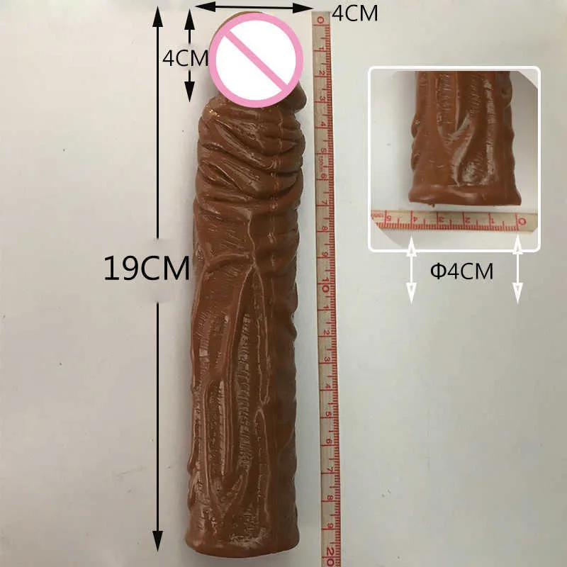 19 CENTIMETRI Silicone Manicotto Del Pene Extender Pene Realistico Giocattolo Riutilizzabile Estensione Giocattolo Sexy Gli Uomini Cock Enlarger giocattoli Guaina Ritardo