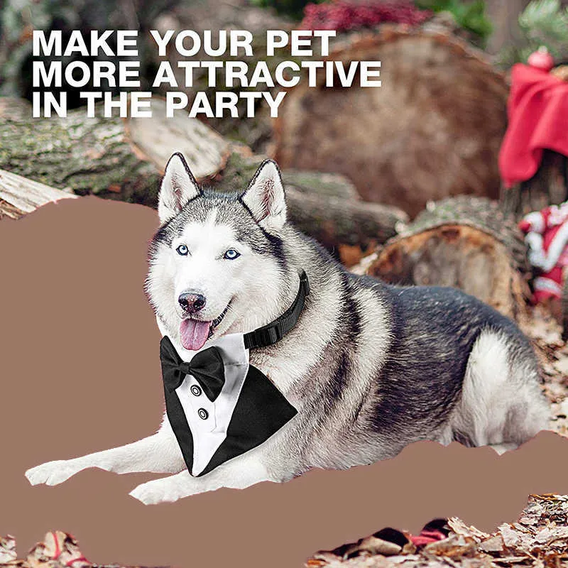 Benepaw Comfortable Bow Tie Dog Collar Detachable Adjustable Tuxedo Pet Bandana Neckerchief For Wedding Party Easy To Wear 210729